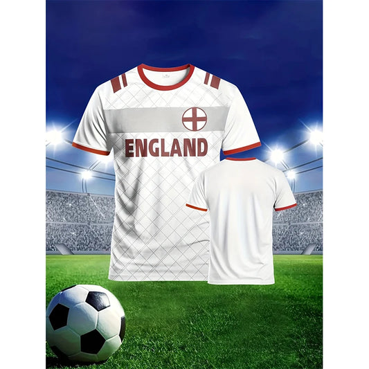 Summer England Flag Men Football T-shirt 3D Print Graphic Casual Sports Short Sleeve T Shirts Outdoor Fashion Children Tees Top