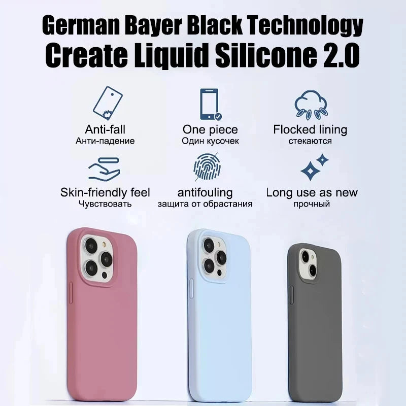Original Liquid Silicone Shockproof Case for APPLE iPhone 11 12 13 14 15 16 17 Pro Max Cases for iPhone 17 Air Phone Back Cover
